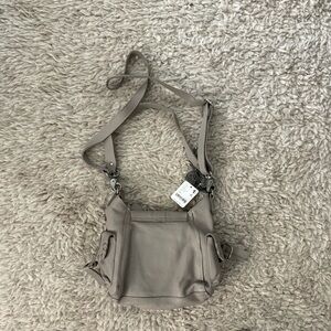 Gray Leather Handbag